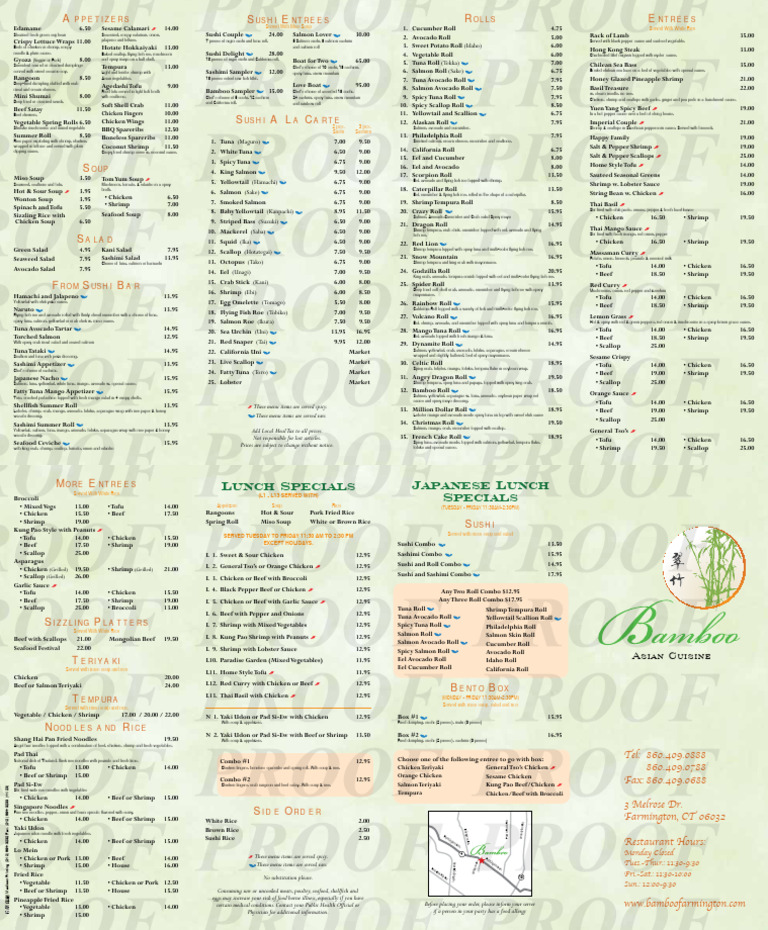 Menu Pdf Sushi Food Ingredients
