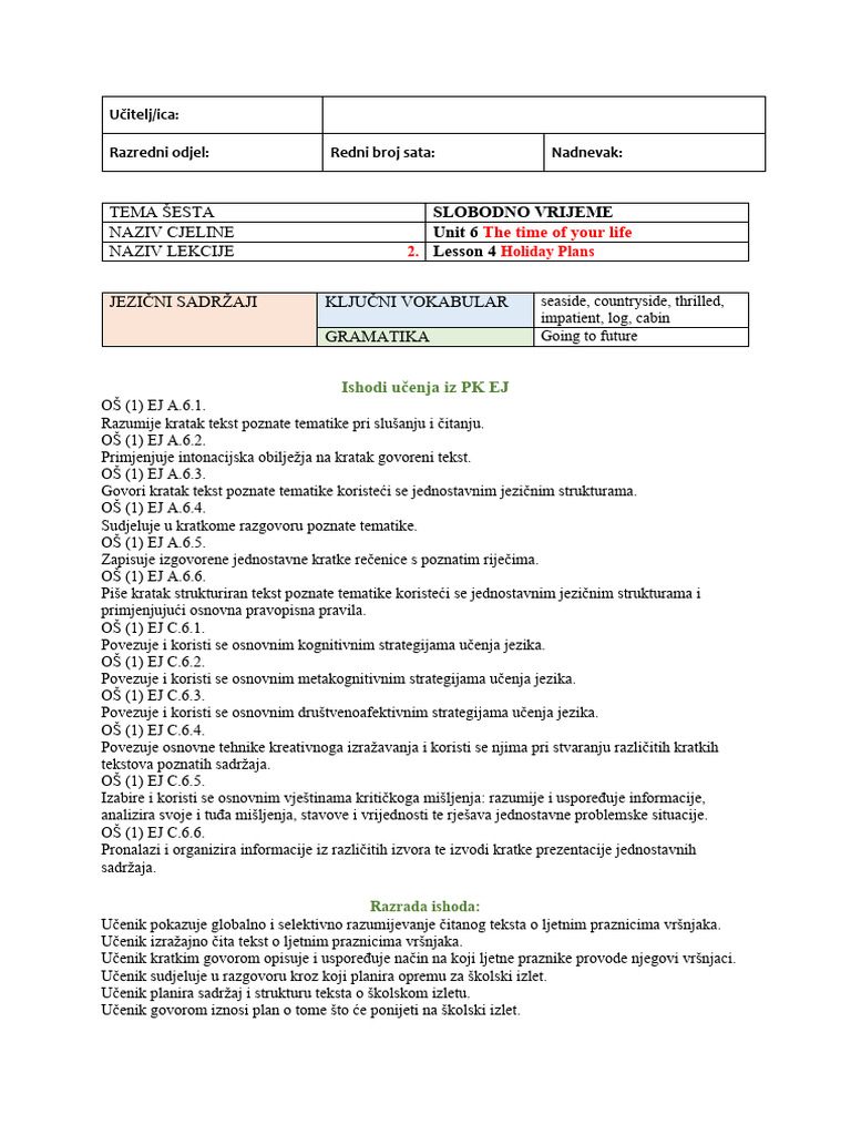 Unit+6+Lesson+4+Holiday+Plans | PDF