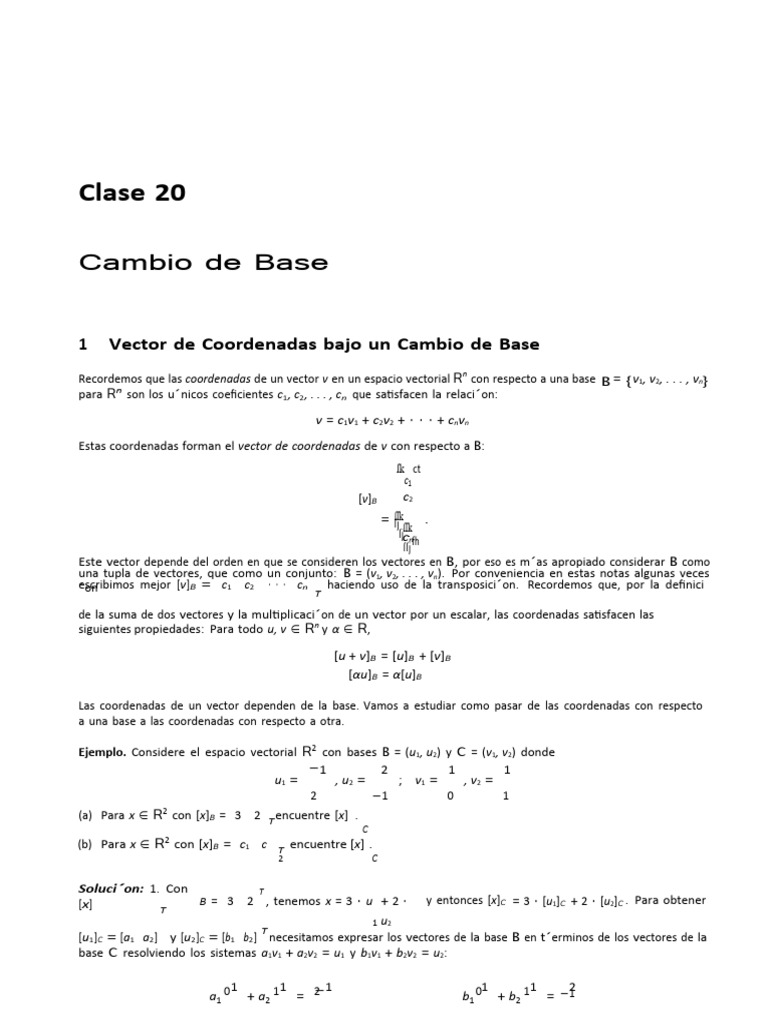 CambioDeBase-Rn v1 | PDF | Espacio vectorial | Base (álgebra lineal)