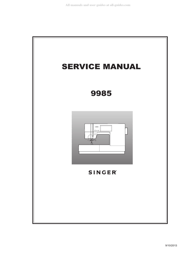 Singer 9985 Sewing Machine Service Manual Download Free PDF Sewing