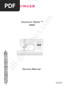 Singer Quantum Stylist 9960 Sewing Machine Service Manual