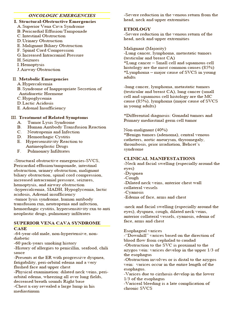 Oncologic Emergencies Pdf Causes Of Death Diseases And Disorders