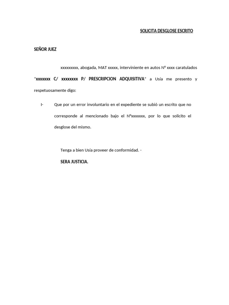 Solicita Desglose Escrito Por Error | PDF