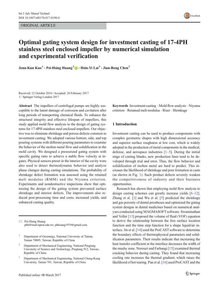 Gating System Design for 17-4PH Casting | PDF | Materials Science ...
