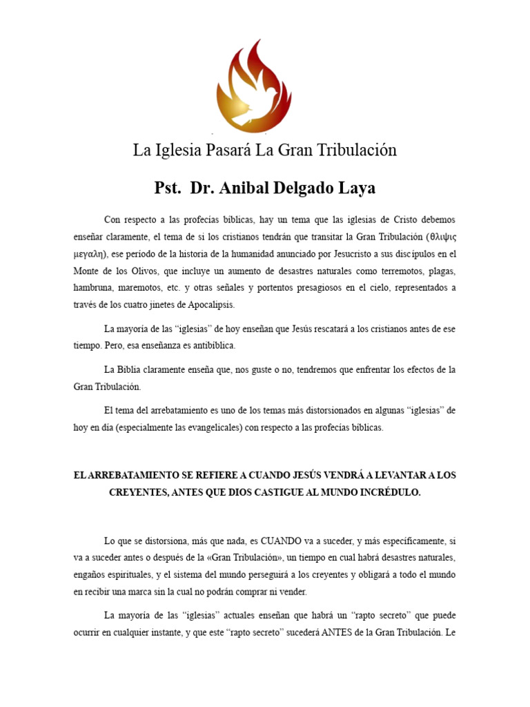 La Iglesia Pasará La Gran Tribulación Pdf éxtasis Gran Tribulación