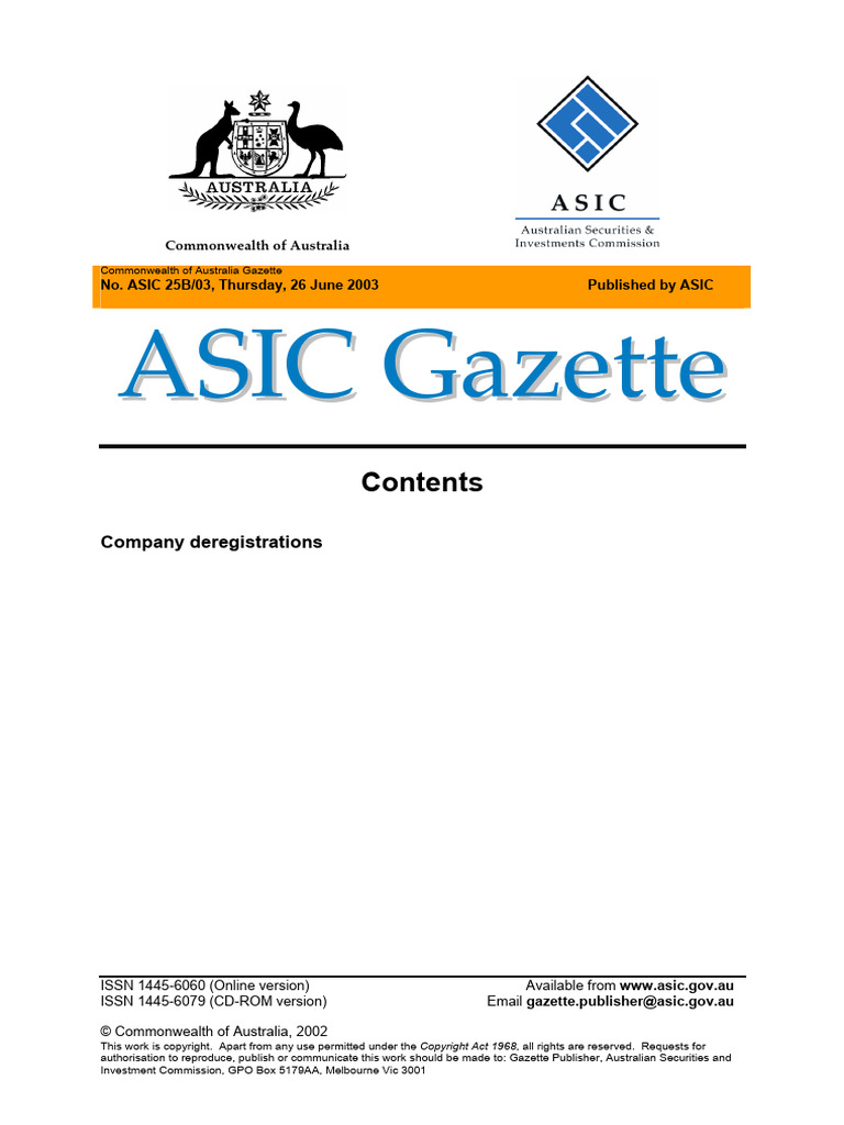 Asic25b 03 | PDF | Business | Corporate Law
