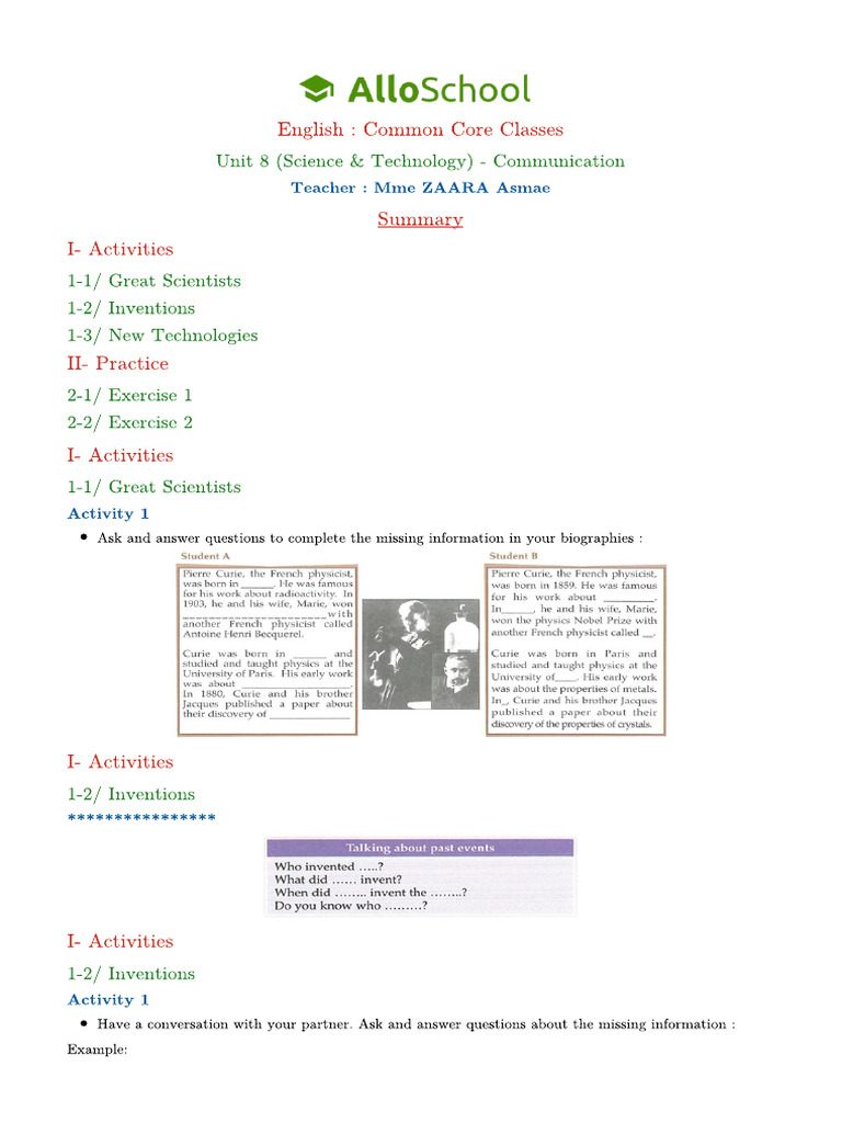 Unit 8 Science Technology Communication 4 | PDF