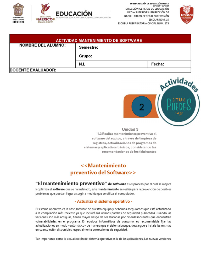 Mantenimiento Preventivo del Software | PDF | Archivo de computadora ...