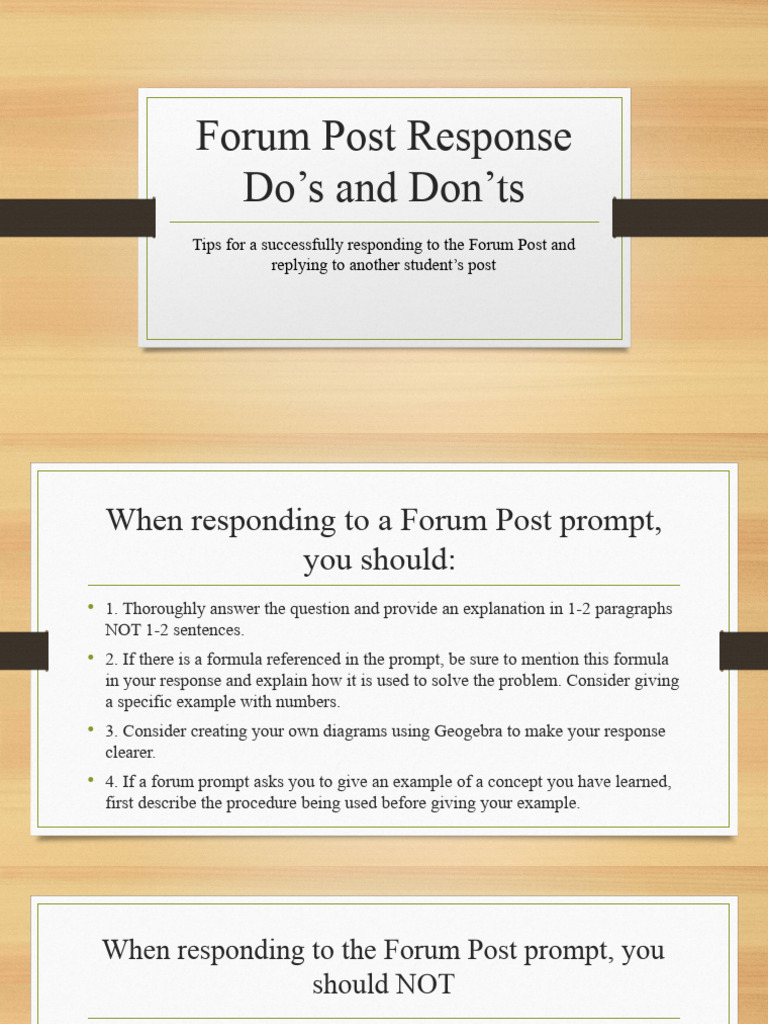 Forum Response Tips: Do's and Don'ts | PDF | Career & Growth
