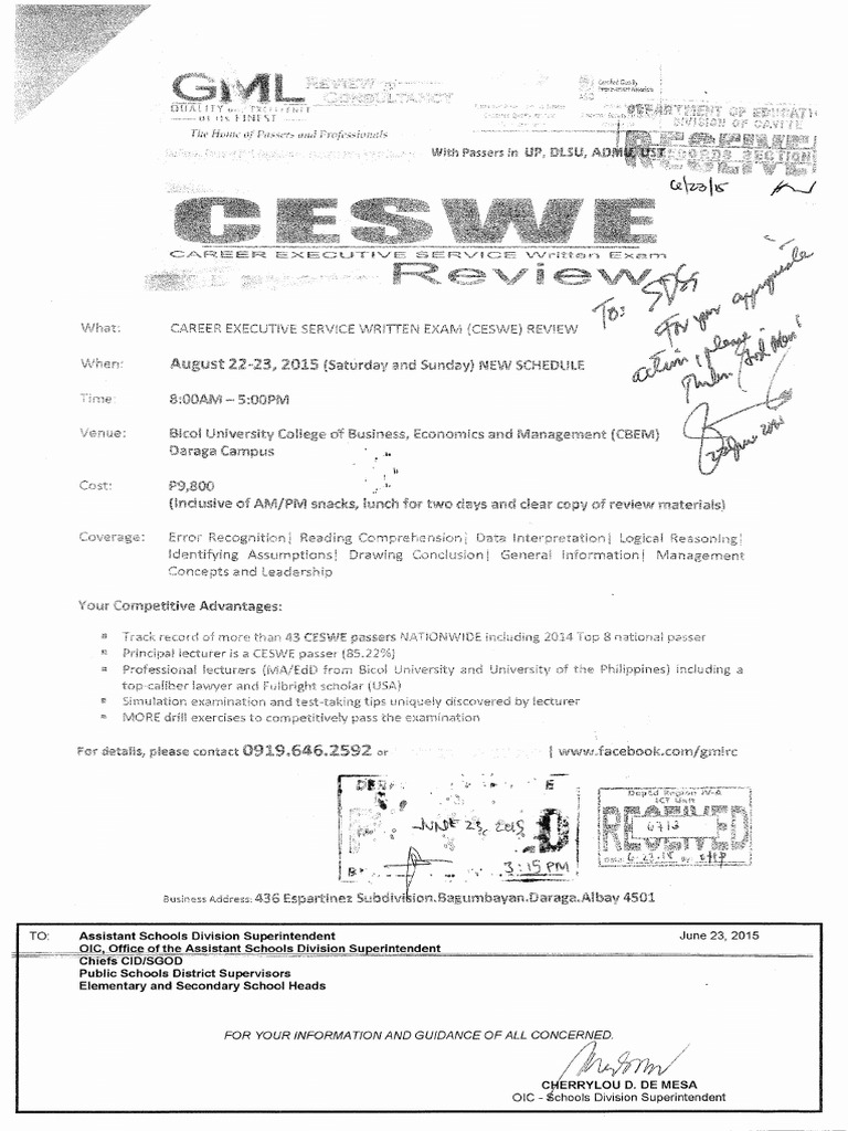 Career Executive Service Written Exam CESWE Review PDF