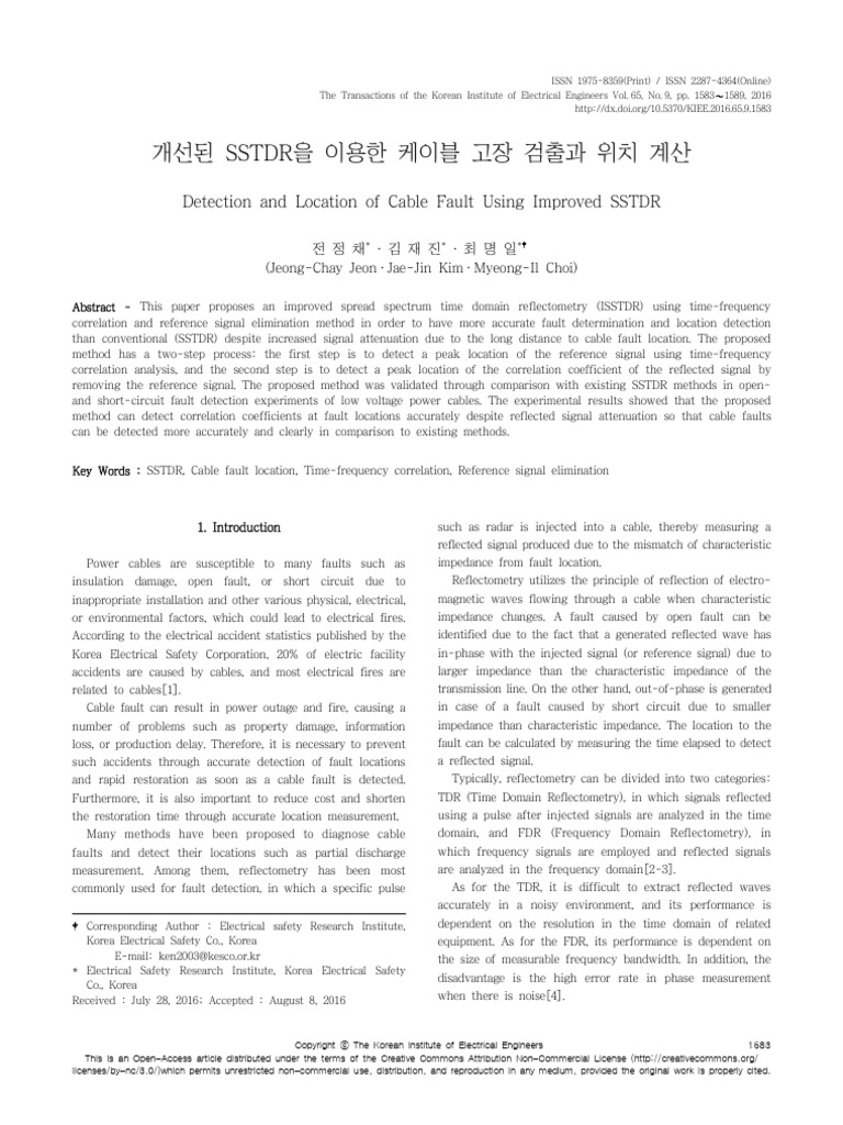 Detection and Location of Cable Fault Using Improved SSTDR | PDF ...