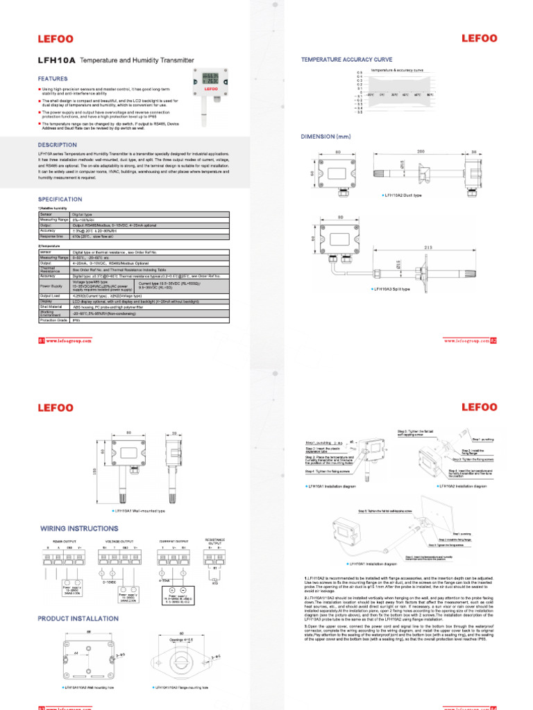 LFH10A Temperature and Humidity Transmitter | PDF | Humidity ...