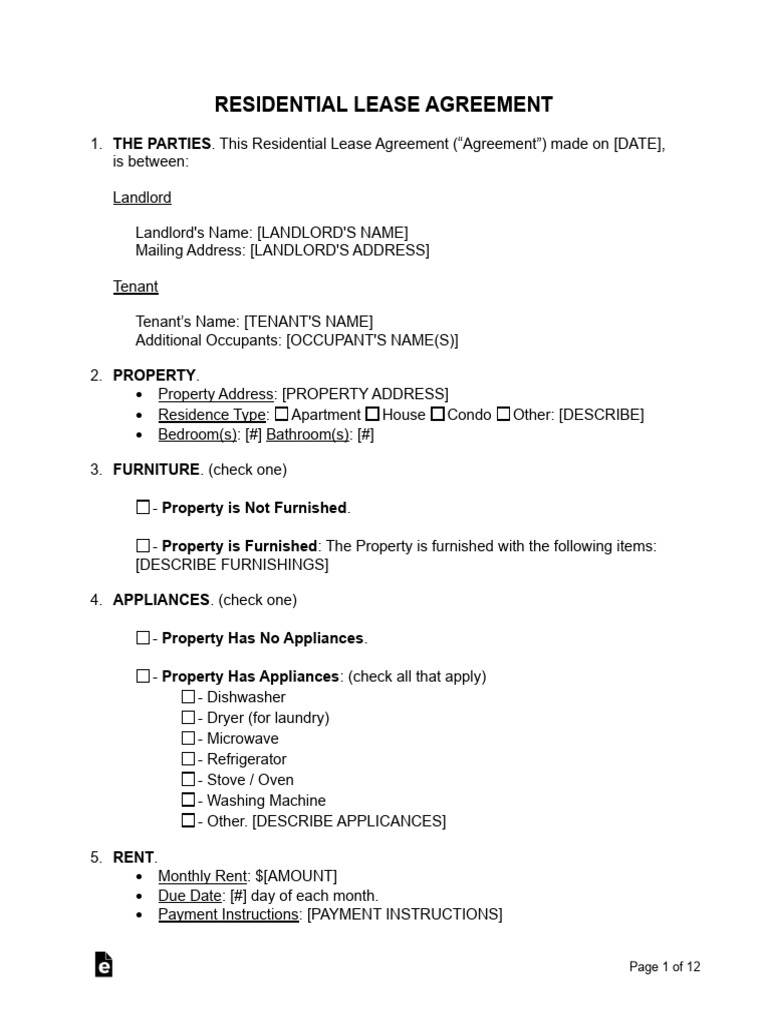 Residential Lease Agreement | PDF | Leasehold Estate | Lease