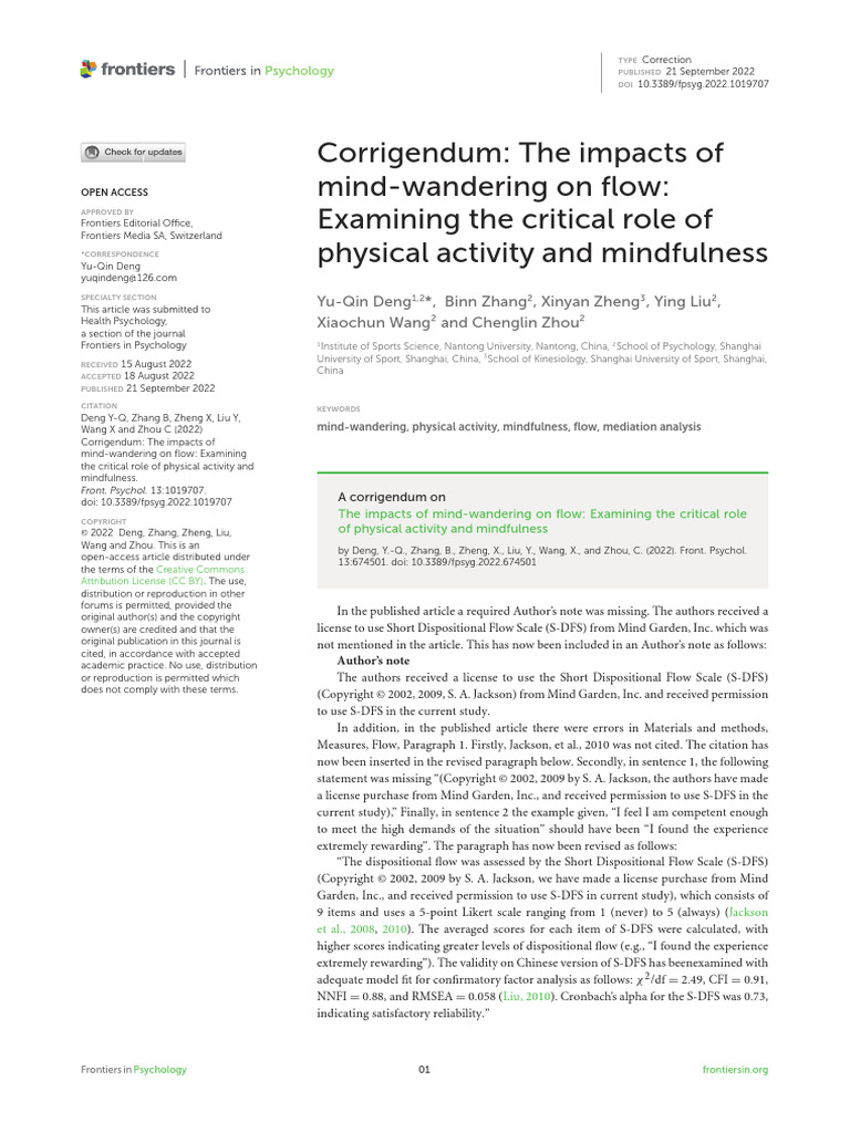 Mind Wandering | PDF | Copyright | Open Access