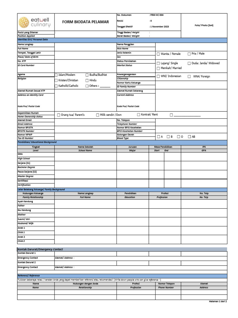 FRM-HC-004 Application Form | PDF