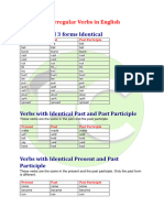 Verbs With All 3 Forms Identical: 92 Irregular Verbs in English