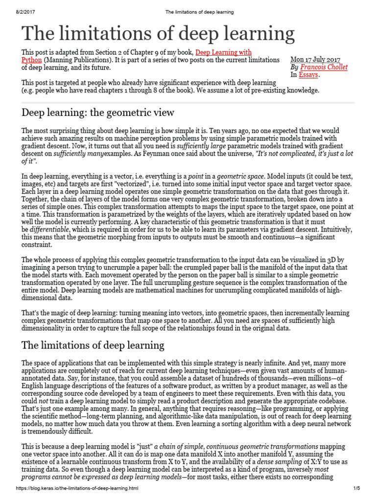 Limitations of Deep Learning Explained | PDF | Deep Learning | Machine ...