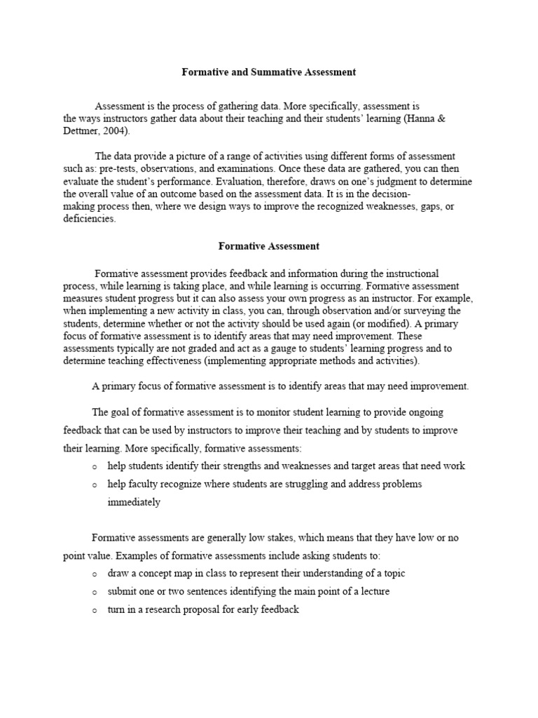 Formative and Summative Assessment 1 | PDF | Educational Assessment ...