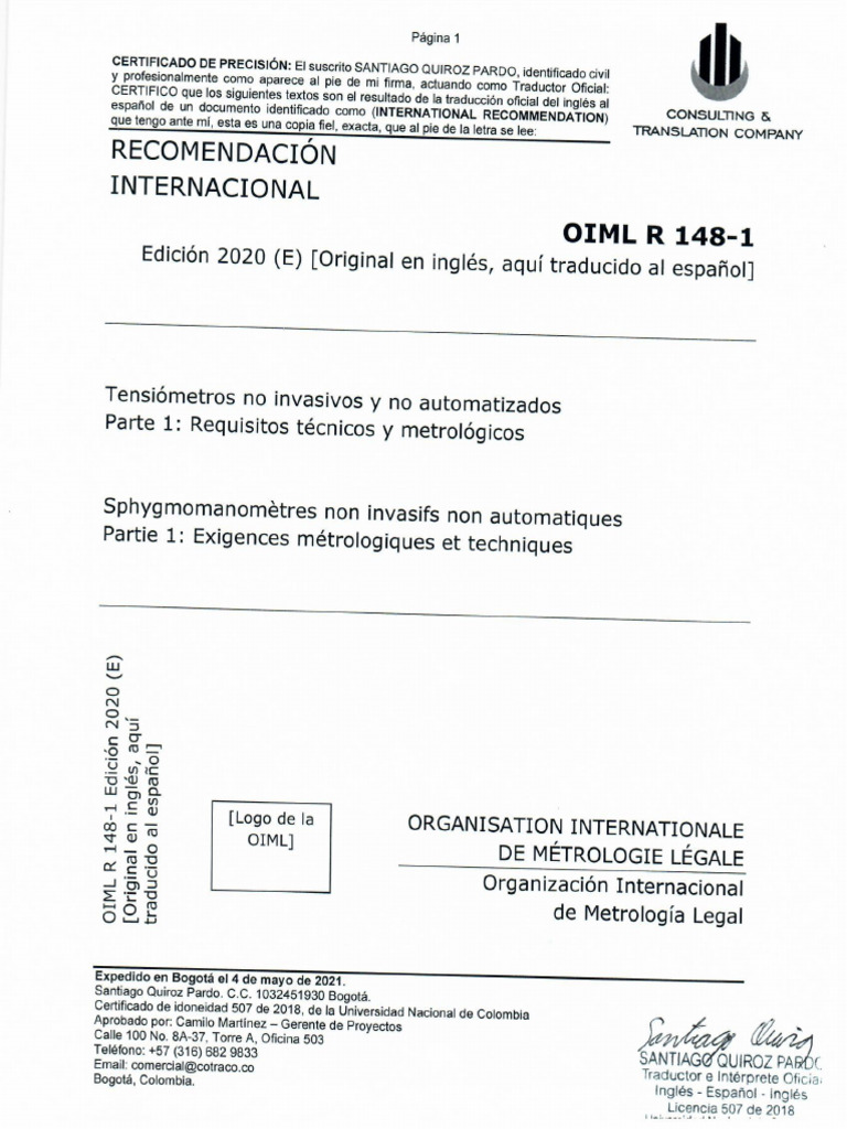 Es-Recomendacion Internacional Oiml 1481 | PDF