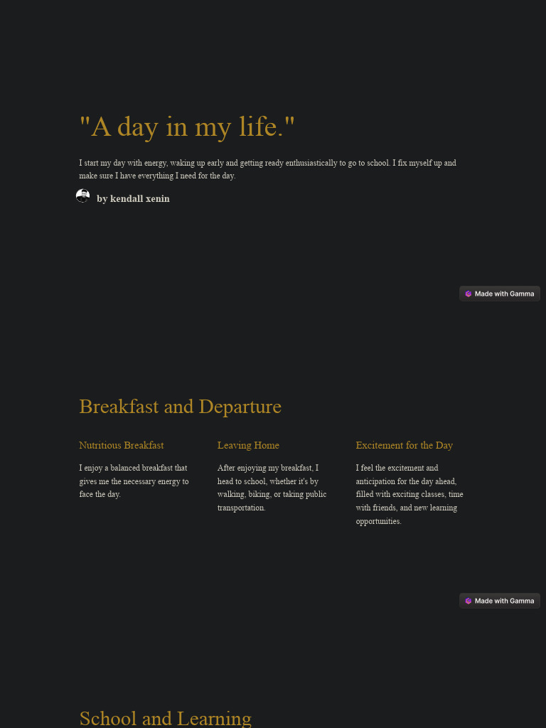 A Day In My Life Pdf