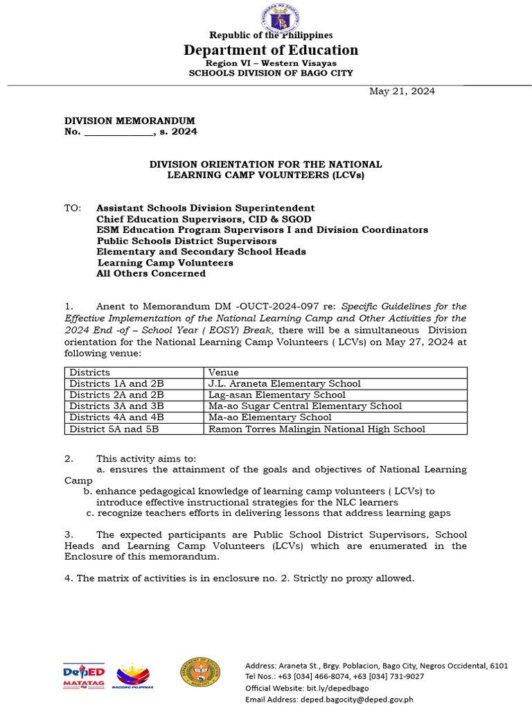NLCLCVs2024Memorandum Download Free PDF Philippines Government