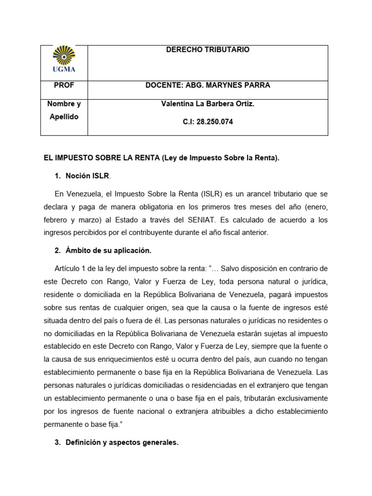 Impuesto sobre la Renta en Venezuela | PDF | Impuestos | Impuesto sobre ...