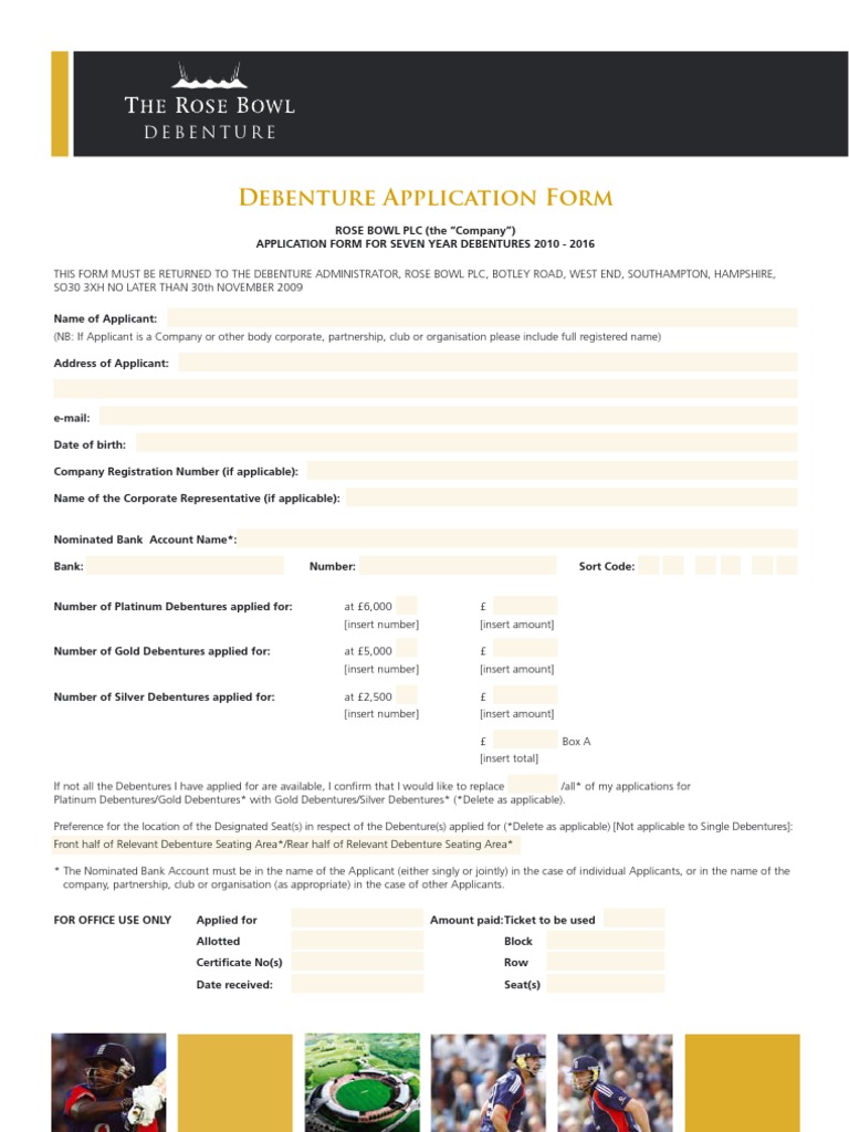 Debenture Application Form 2010-2016 | PDF | Cheque | Banks