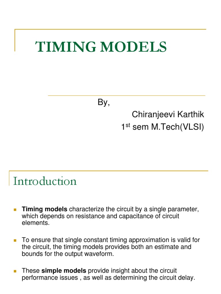 Timing Models for Circuit Performance | PDF | Technology & Engineering