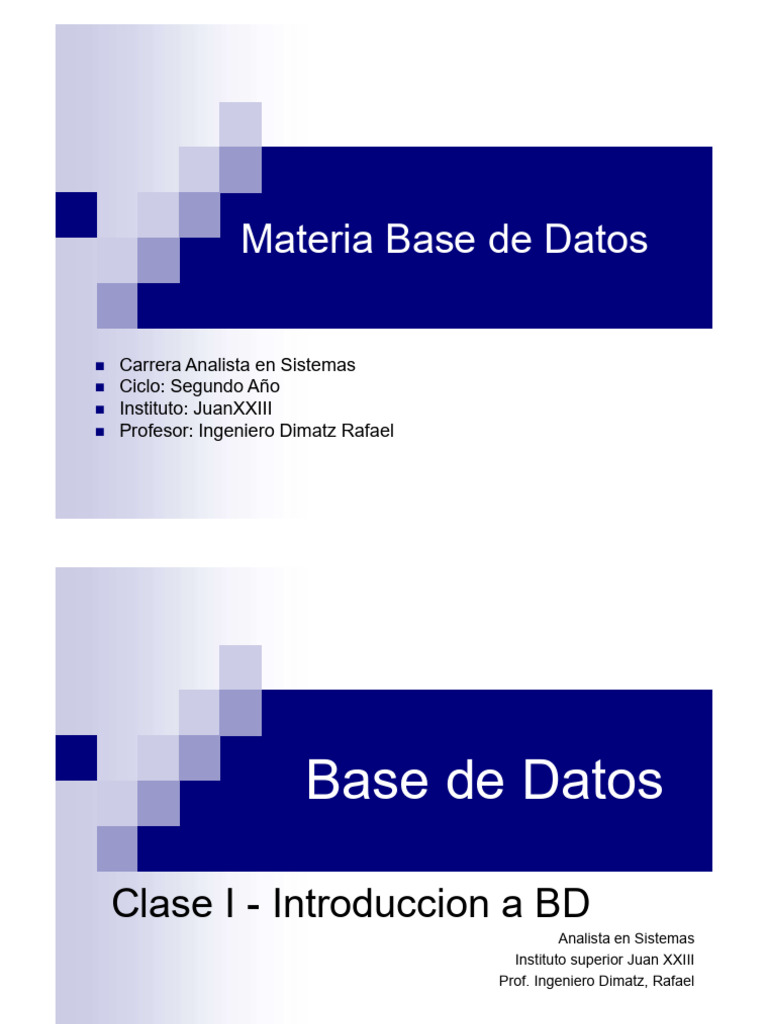 Introducción a Bases de Datos en Sistemas | PDF | Bases de datos | Base ...