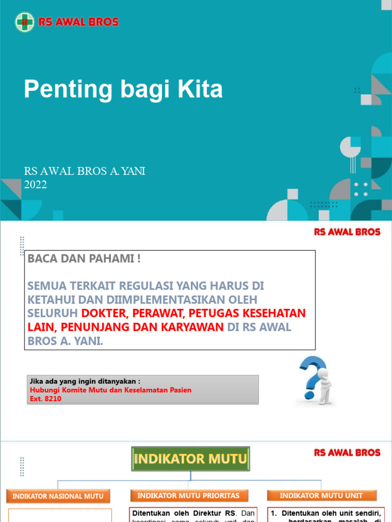 Indikator Mutu dan Keselamatan Pasien RS Awal Bros | PDF