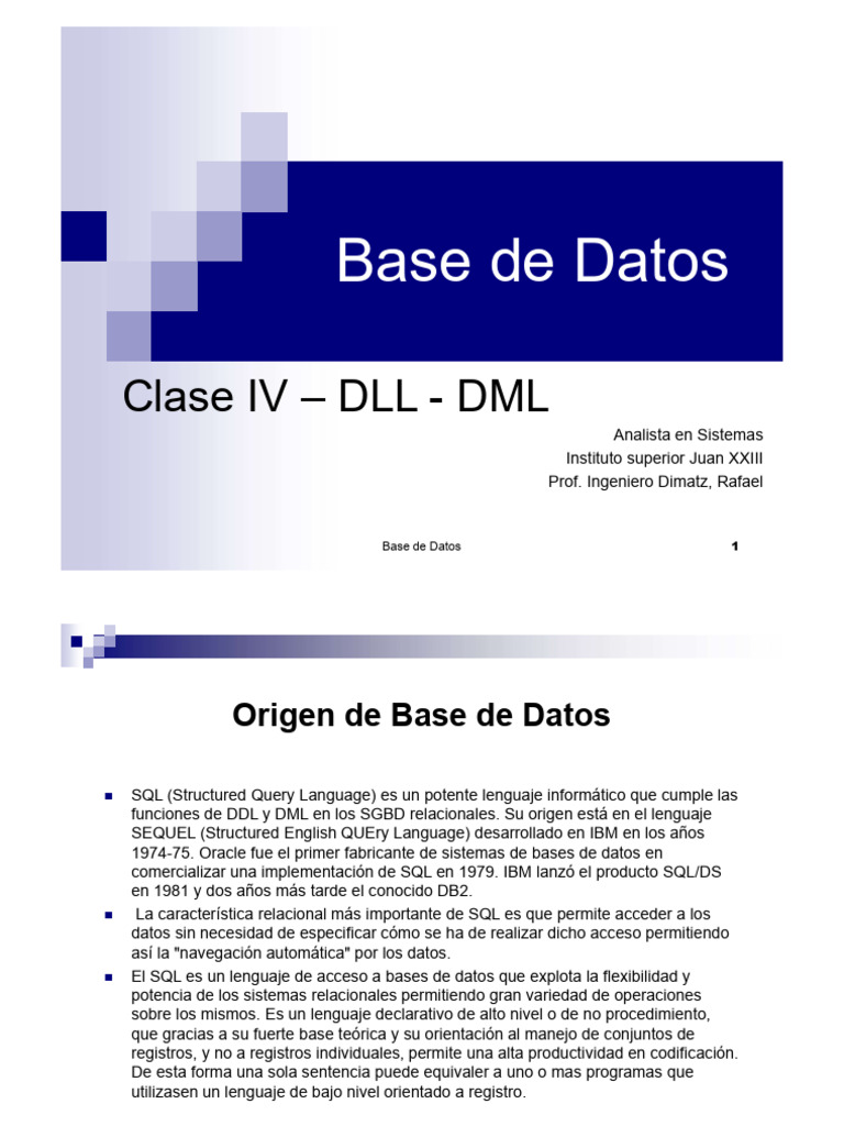 DML y DLL en Bases de Datos SQL | PDF | SQL | Programación de computadoras