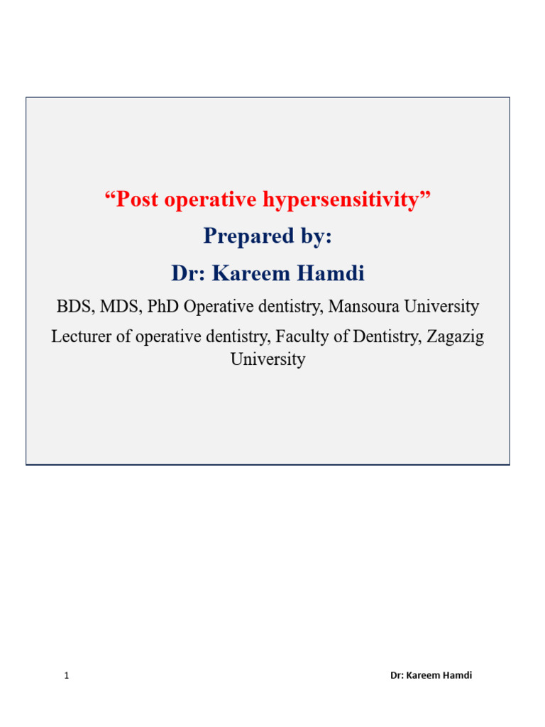 Post Operative Hypersensetivity | PDF | Dentin | Dental Composite