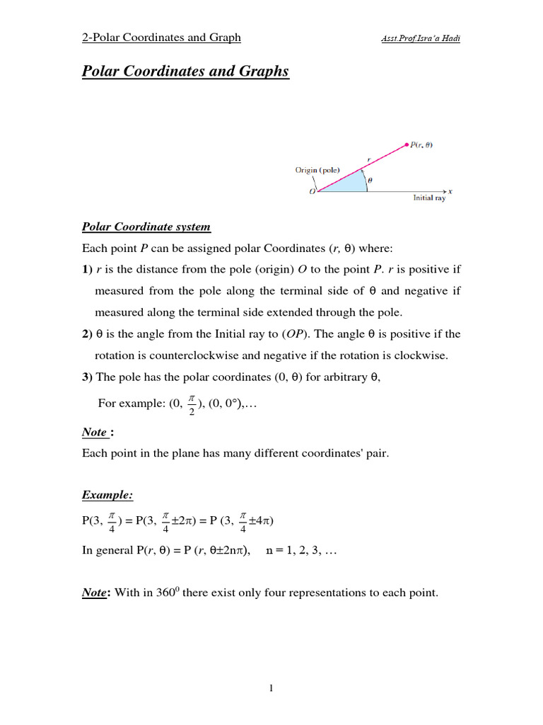 2-Polar Coordinates and Graphs | PDF | Coordinate System | Angle