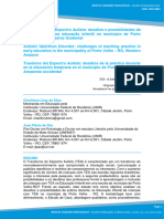 A2 - O Transtorno do Espectro Autista - desafios e possibilidades da prática docente na educação infantil no município de Porto Velho – RO, Amazônia Ocidental