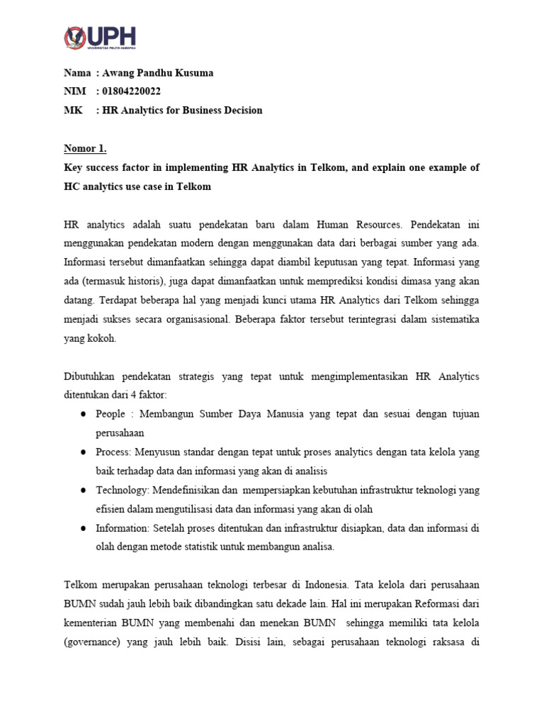 Uts Awang Pandhu Kusuma 0180422022 Hr Analytics Pdf