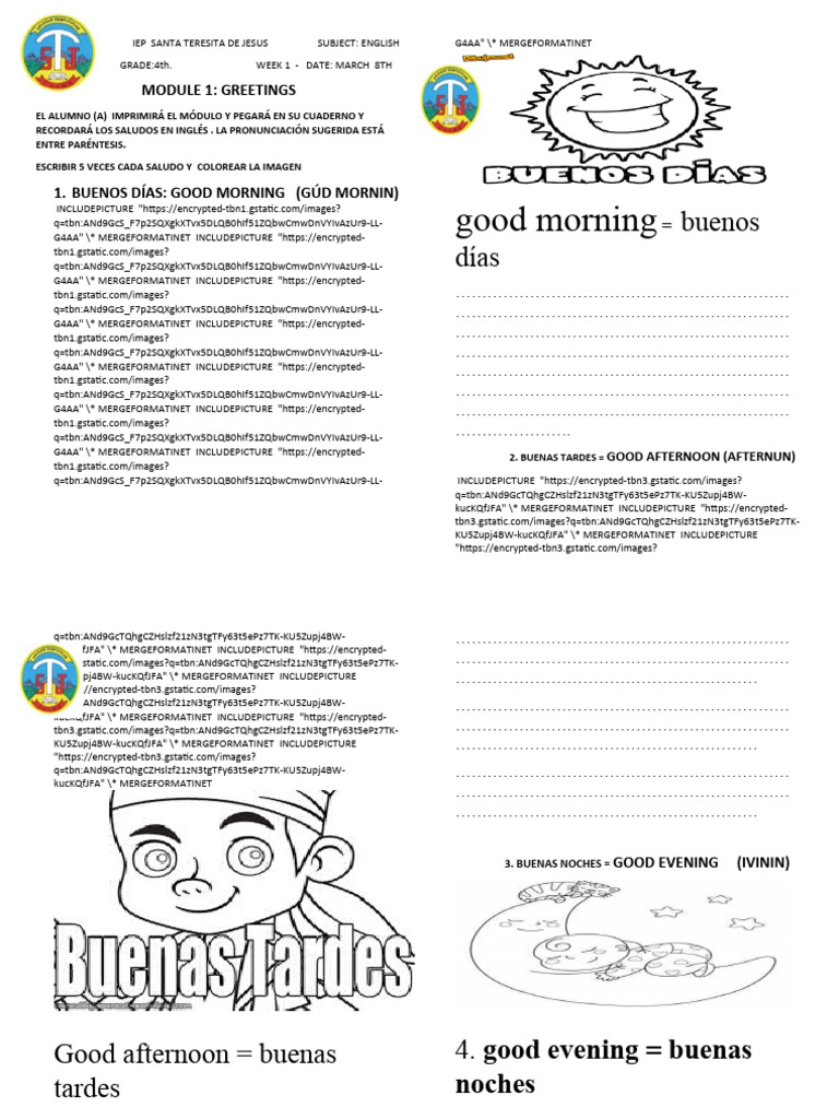 MODULE 1 - 4to. - Greetings | PDF