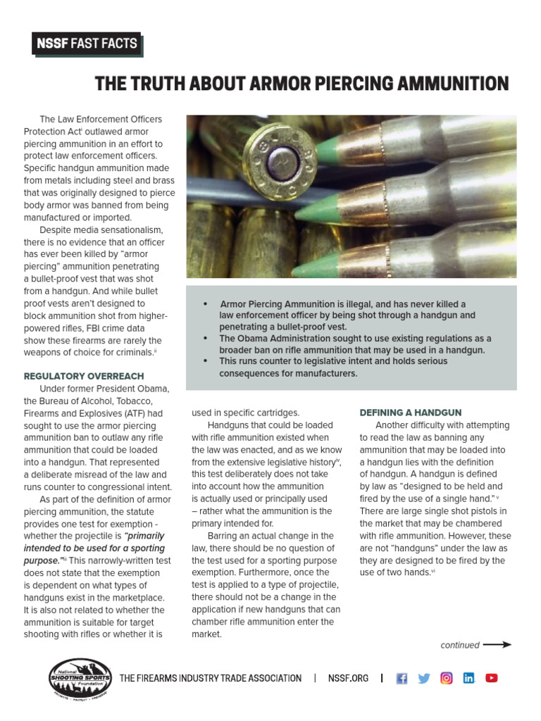 Armor-Piercing Ammunition Ban Explained | PDF | Handgun | Bureau Of Alcohol