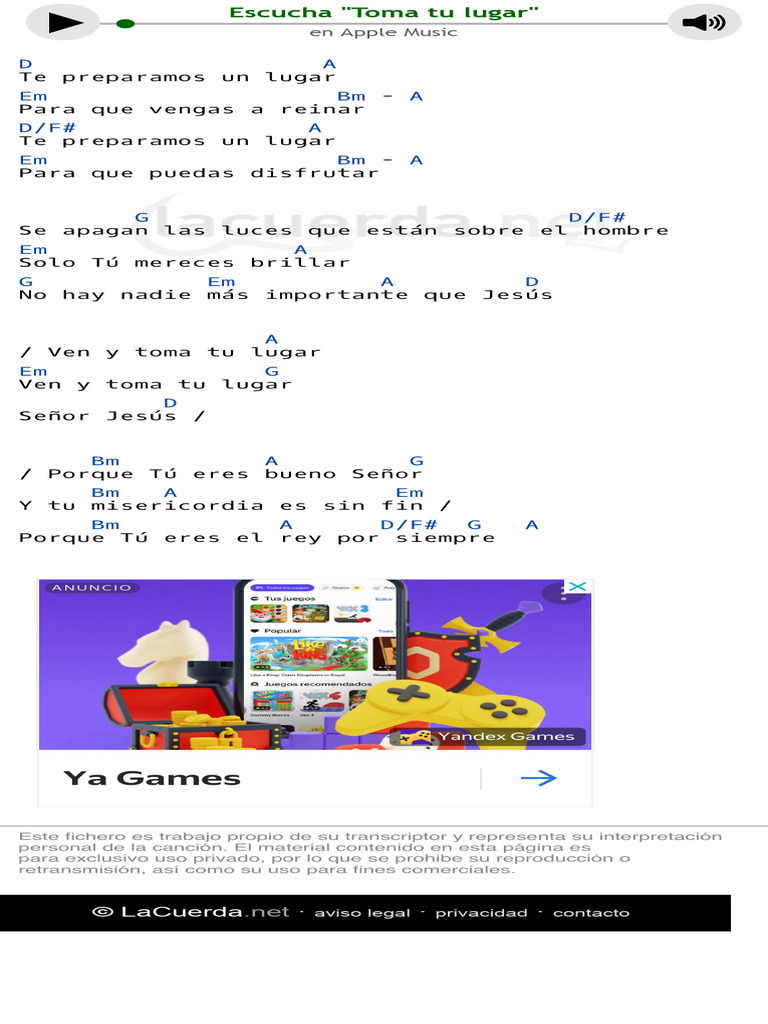 TOMA TU LUGAR, Marcos Acordes PDF