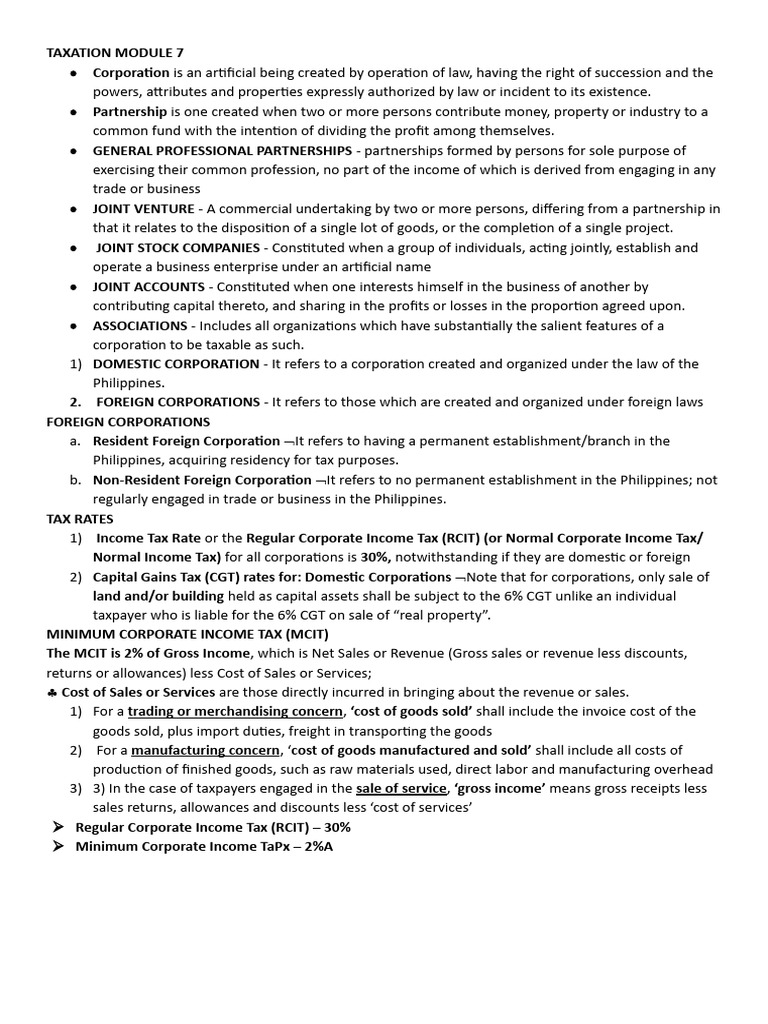 Corporate Taxation Overview in the Philippines | PDF | Taxes | Income Tax