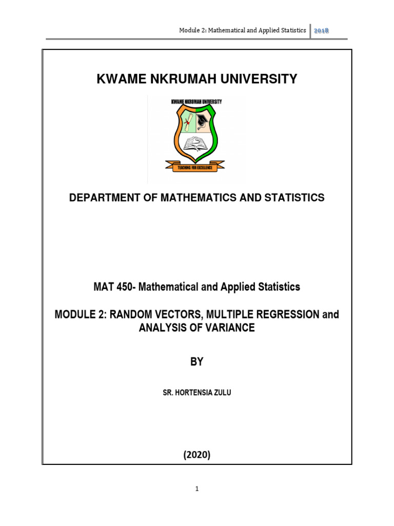 Mathematical and applied statistics module 2 pdf matrix