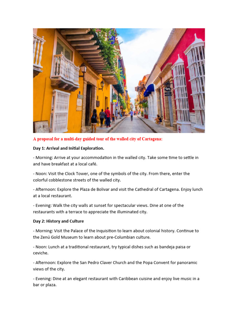 Cartagena Walled City Tour Itinerary | PDF | Social Science | Travel