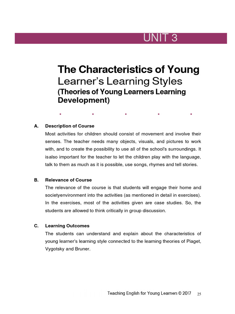 Characteristics of Young Learners Learning Styles | PDF | Learning ...