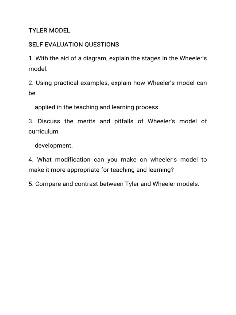 Tyler and Wheeler Curriculum Models Analysis | PDF