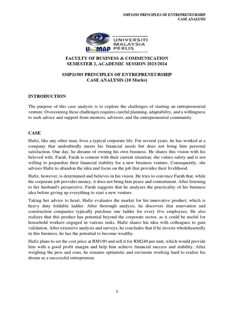 Case Analysis | PDF | Entrepreneurship | Private Sector