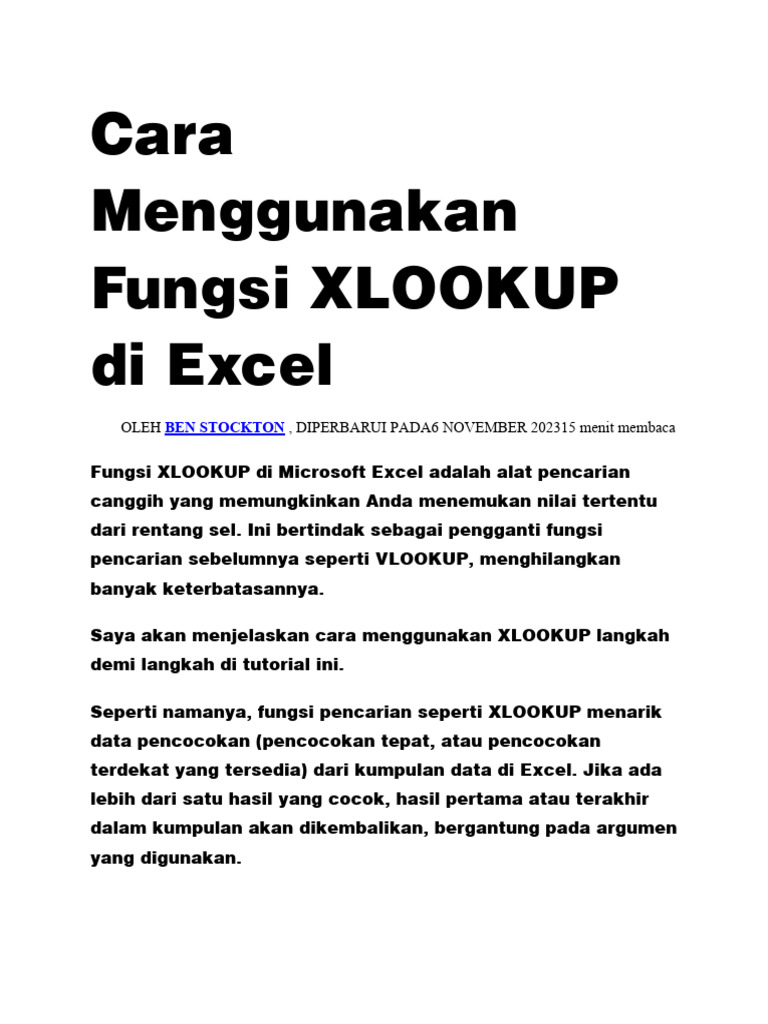 Cara menggunakan fungsi xlookup di excel pdf