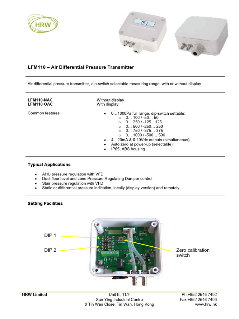 HRWLFM110Data1702 1538104245 | PDF | Pascal (Unit) | Pressure Measurement