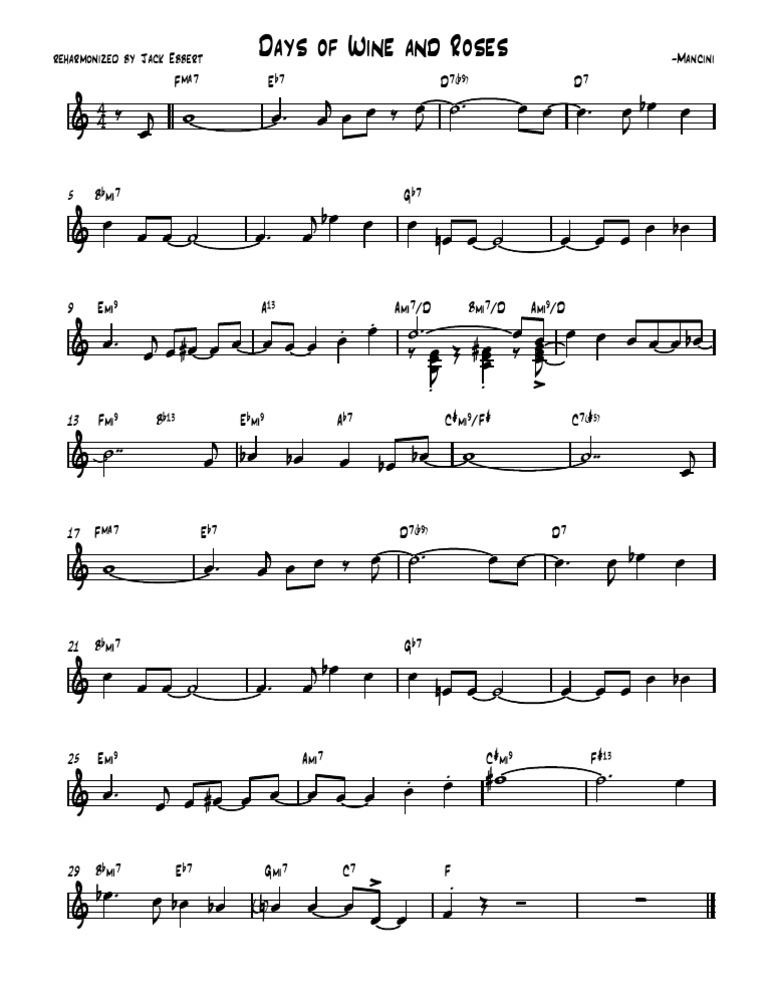 Days Of Wine Roses Reharmzd