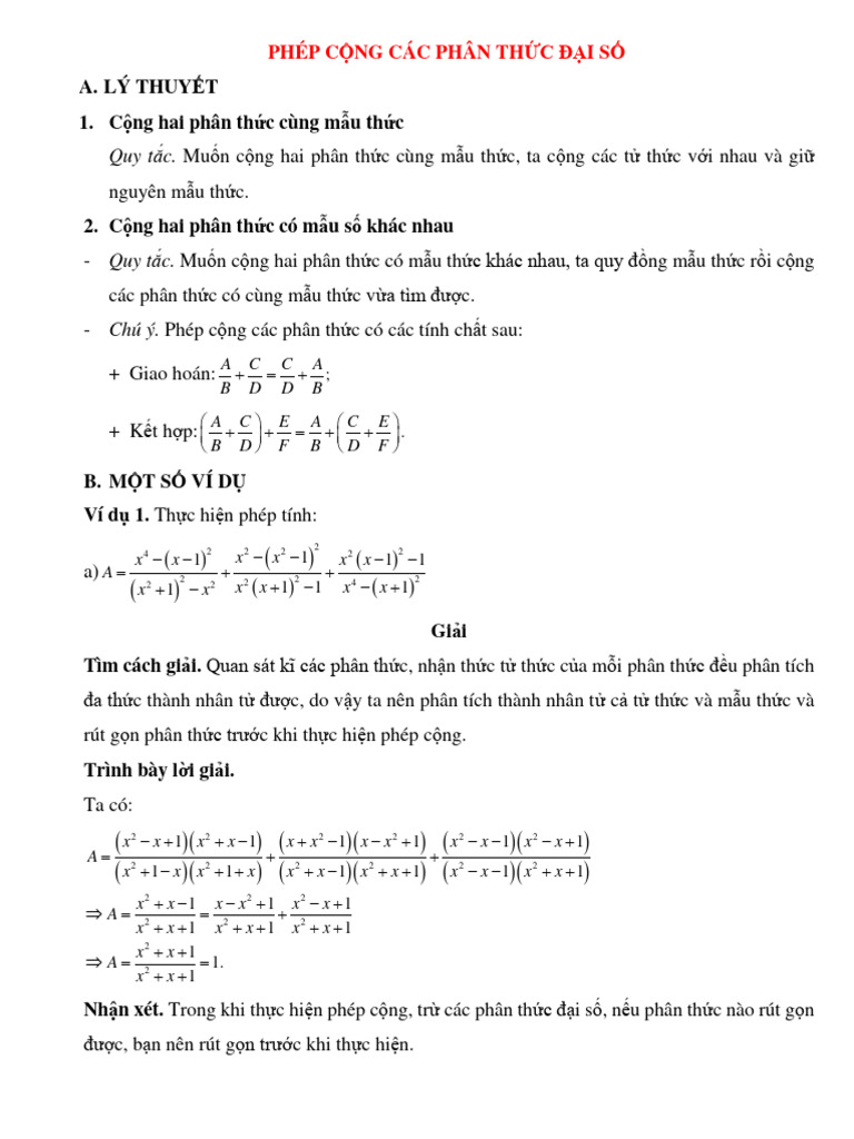 Ly thuyet phep cong cac phan thuc dai so 2023 toan 8 pdf