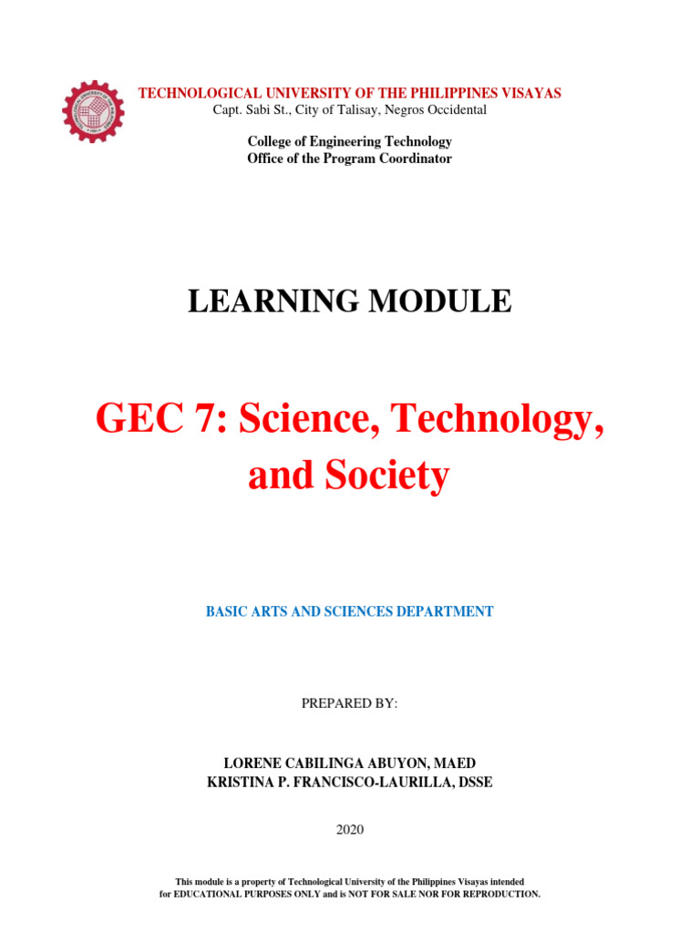 GEC 7: Science, Technology, and Society | PDF | Science | Learning