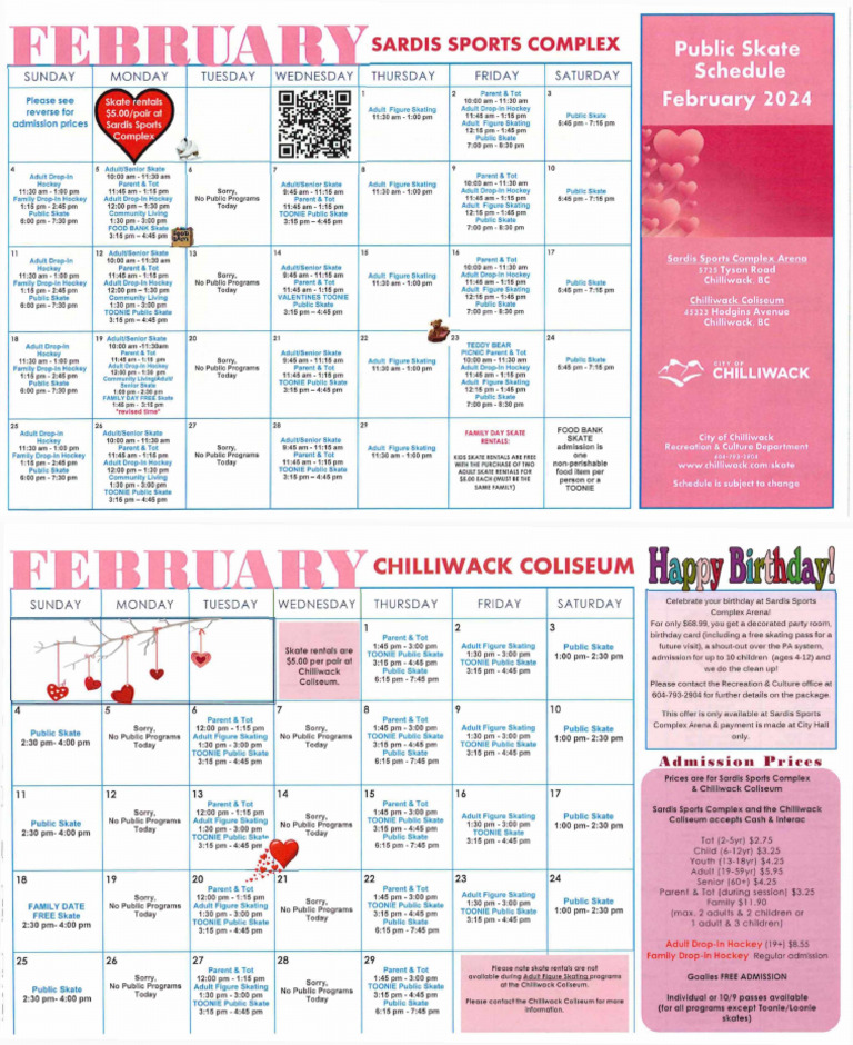 Chilliwack Public Skate Schedule | PDF